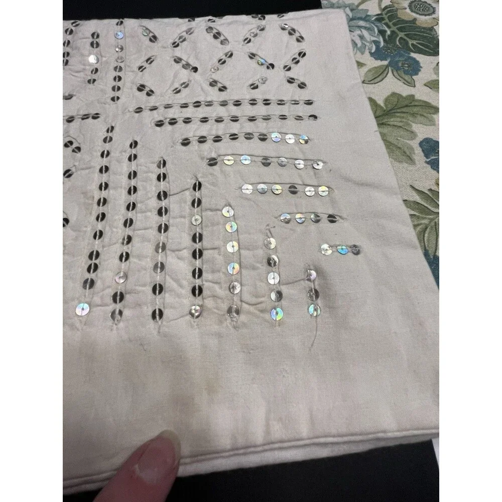 West Elm Off White Sequenced 20x20” Throw Pillow Cover NWT